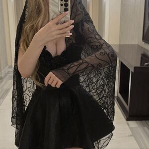 Valentino Black Sheer  shawl Scarf long